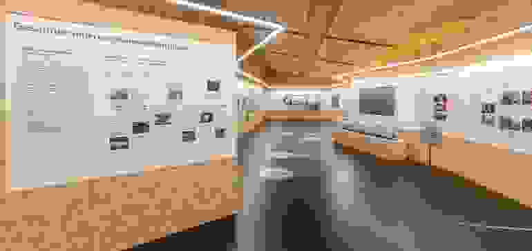 Ausstellungsraum im Infopavillon des Kerenzerbergtunnelprojektes